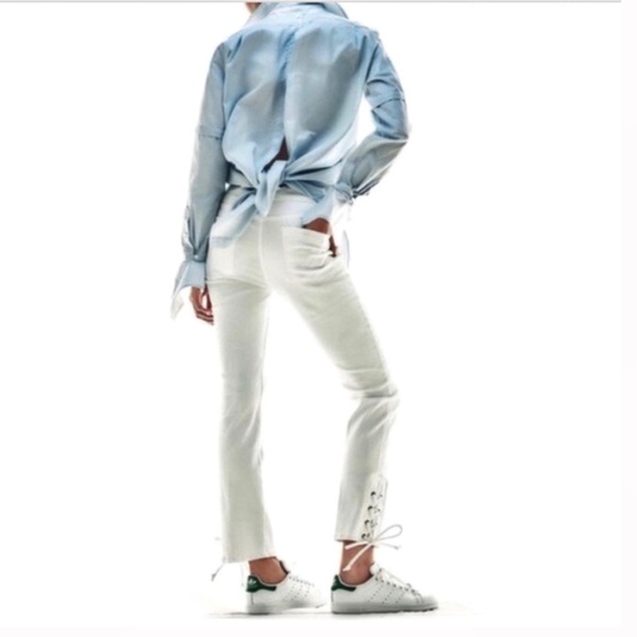 FRAME DENIM LE HIGH STRAIGHT Laced Ankle Jeans in Blanc Size 29 - Picture 1 of 10